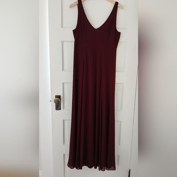 Show Me Your Mumu Jenn Maxi Dress Merlot Fitted Bodice Deep Neckline - Picture 16 of 16